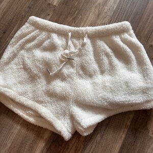 Cozy White Fleece Shorts